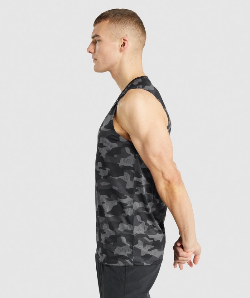 Men's Gymshark Arrival Sleeveless T-Shirts Camo | CA D1065N